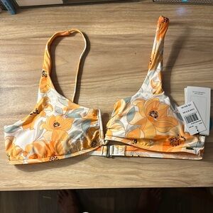 Rip Curl Orange and White Bikini Top